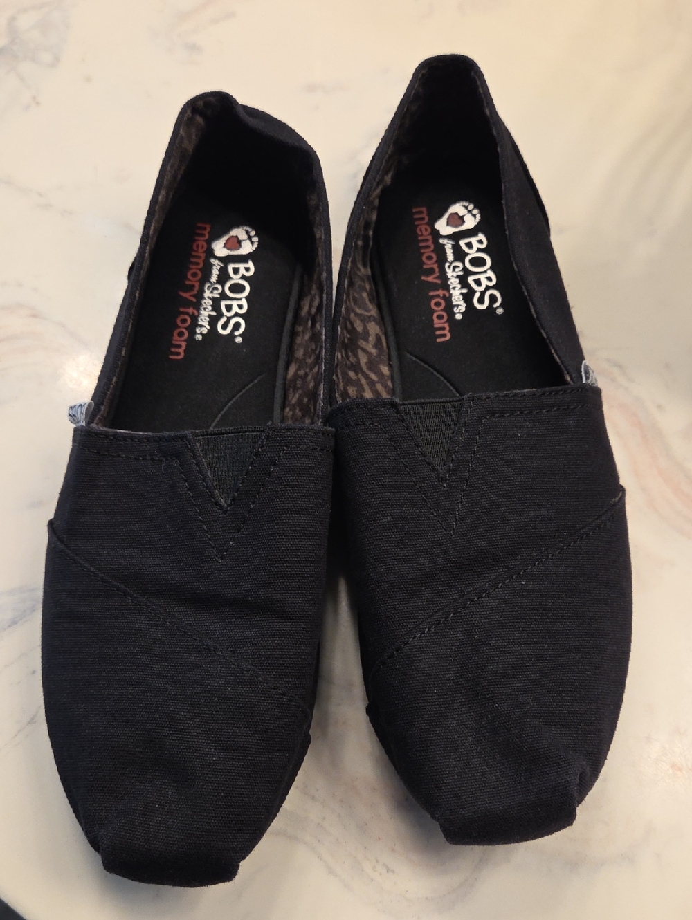 BOBS from Skechers Women's Black Canvas Slip-On Flats